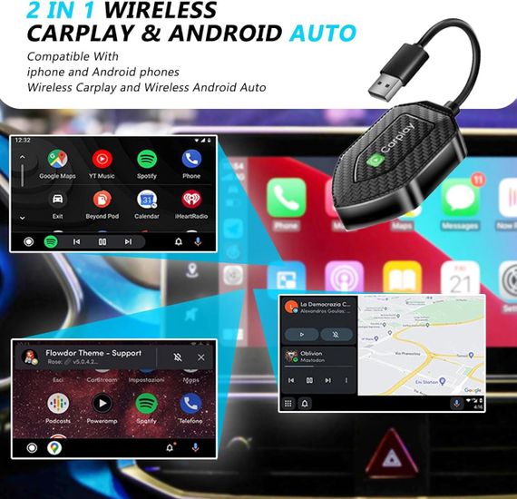 CarPlay бездротовий адаптер Android Auto, Карплей для перетворення дротого на бездротовий для авто з 2017 року | Зображення 5