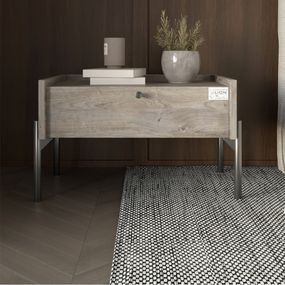 Тумба приліжкова LION Wood з однією шухлядою Шварцвальд (чорні ножки) (LION-041333)