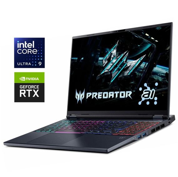 Игровой ноутбук Acer Predator Helios Neo 16 AI / 16" (2560x1600) IPS / Intel Core Ultra 9 275HX (24 ядра по 2.7 - 5.4 GHz) / 32 GB DDR5 / 1000 GB SSD M.2 / nVidia GeForce RTX 5070 Ti, 12 GB GDDR7, 192-bit / WebCam / Win 11 Home б/у