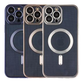 Чехол TPU Metallic Chrome з повним захистом камери with Magsafe для Iphone 13 Pro Max Цвет Chrome Dark Синій