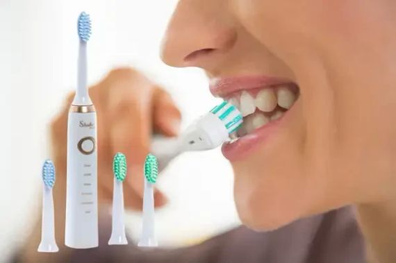 Электрическая зубная щетка Shuke SK-601 аккумуляторная ультразвуковая щетка для зубов 3 насадки | Зображення 3