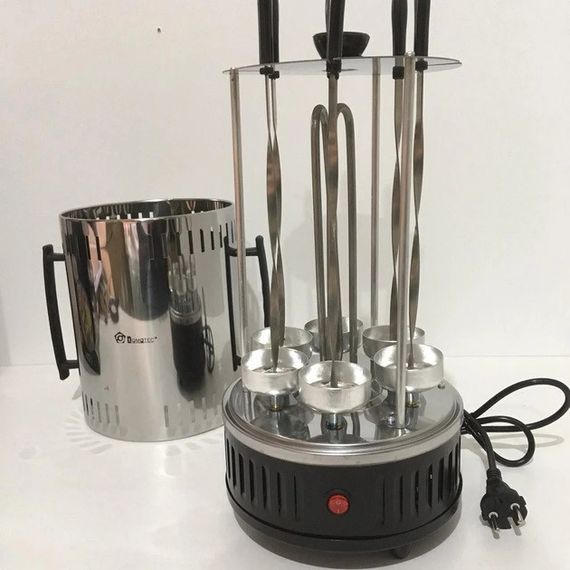 Шашлычница электрическая Domotec MS-7781 на 6 шампуров 1000Вт вертикальная с нержавеющей стали | Зображення 2