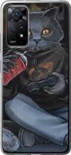 Чехол на Xiaomi Redmi Note 11 gamer cat из силикона FCh_033257