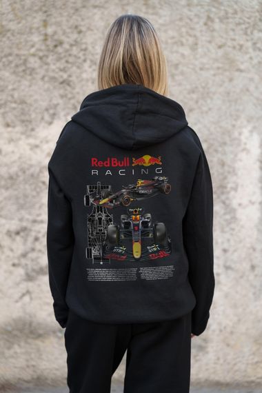 Утеплене зіп худі на флісі зіпер з принтом Redbull Without Kane Black | Зображення 6