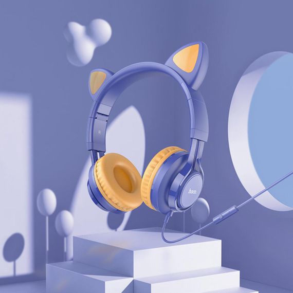 Навушники HOCO W36 Cat ear headphones with mic Midnight Blue | Зображення 2