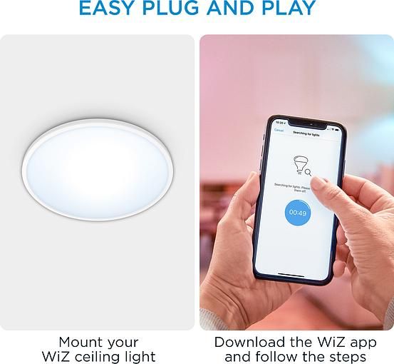 Світильник WiZ стельовий розумний SuperSlim Ceiling, 16W, 1500lm, 29,2см, 2700-6500K, Wi-Fi, білий (929002685101) | Зображення 6