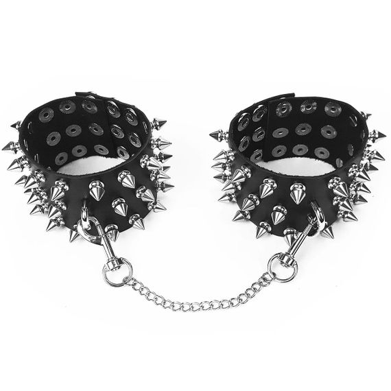 Поножі з шипами з натуральної шкіри Art of Sex, колір чорний Sex Aura | Зображення 1