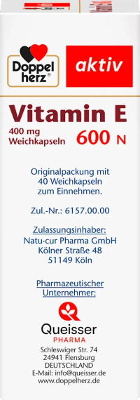 Вітаміни Doppelherz aktiv Vitamin E 400 мг натуральний, антиоксидантний захист клітин, підтримка серця, судин та імунітету | Зображення 2