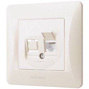 Одинарна комп'ютерна розетка CAT6 VIDEX BINERA VF-BNSK1PC6-CR кремова