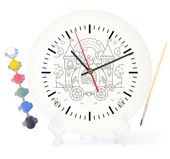 Дитячий набір для творчості годинник розмальовка Замок Принцеси 30 см (Г0168)