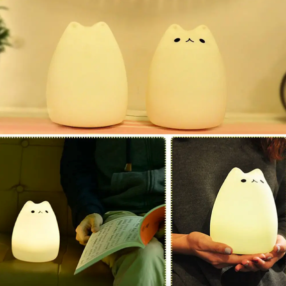 Силиконовый детский ночник "Котик" 7 режимов | Зображення 6