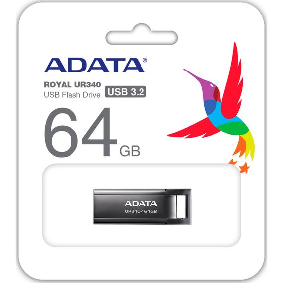 USB флеш накопичувач ADATA 64GB UR340 Black USB 3.2 (AROY-UR340-64GBK) | Зображення 4