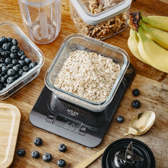 Ваги кухонні електронні Adler AD 3183 чорні до 5 кг з металевою платформою з нержавіючої сталі | Зображення 6