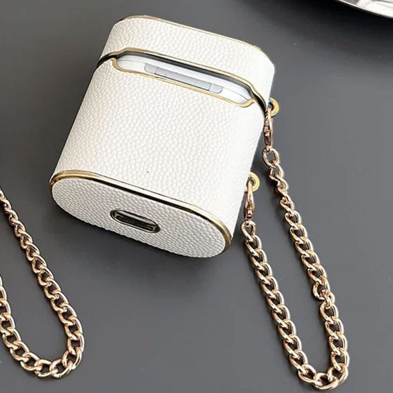 Шкіряний футляр Suitcase для навушників AirPods 1/2 White | Зображення 3