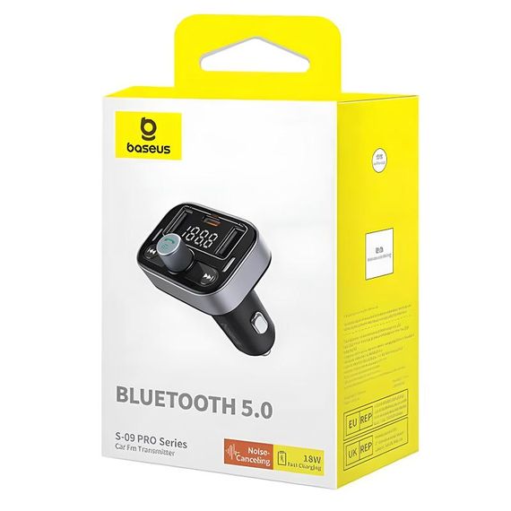 АЗП FM модулятор Baseus S-09 Pro Series 18W (2USB-A/1C) (C10762200113) Cluster Black | Зображення 5