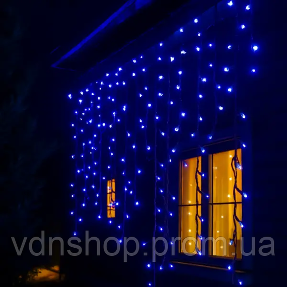 Уличная гирлянда бахрома 12 м 200 led черный провод Синий 12MBBL | Зображення 1