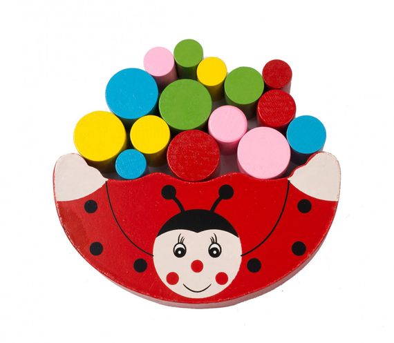 Детская игрушка балансир Божья коровка MD 1276 деревянная Божья коровка Красная