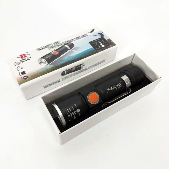 Карманный тактический фонарик X-Balog, Портативный светодиодный фонарь с USB-зарядкой SI-39 | Зображення 5