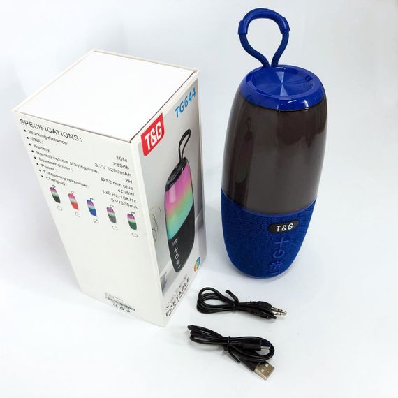 Портативна колонка TG644 5W з RGB підсвічуванням та ремінцем, музичні колонки для вулиці. Колір: синій | Зображення 7
