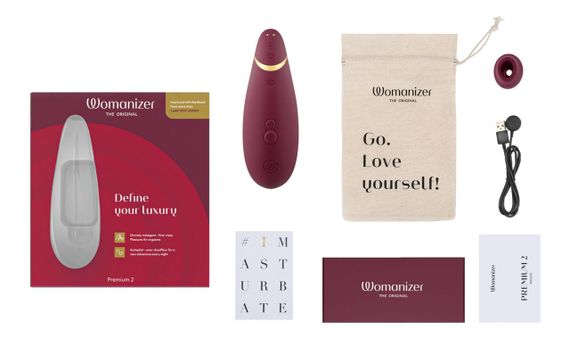 Вакуумний кліторальний стимулятор Womanizer Premium 2 - Bordeaux, функції Autopilot та Smart Silence Sex Aura | Зображення 5
