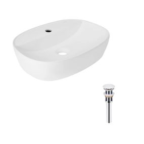 Комплект Qtap Scorpio: Раковина накладна овальна 500x380x120 мм White + Донний клапан PU02