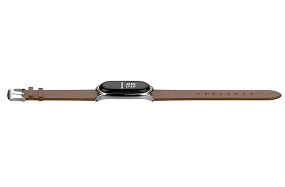 Кожаный ремешок Primo Mijobs для фитнес-браслета Xiaomi Mi Band 3 - Silver&Brown | Зображення 2