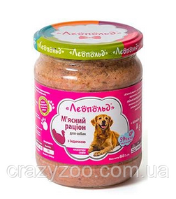 Влажный корм для собак Леопольд Мясной рацион с индейкой 460 г