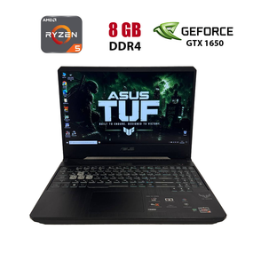 Игровой ноутбук Asus TUF FX505DT / 15.6" (1920x1080) IPS / AMD Ryzen 5 3550H (4 (8) ядра по 2.1 - 3.7 GHz) / 8 GB DDR4 / 512 GB SSD / nVidia GeForce GTX 1650, 4 GB GDDR5, 128-bit / WebCam б/у