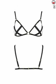 Відкритий бюстгальтер-стрепи Passion Exclusive NICKY BRA L/XL, black Sex Aura