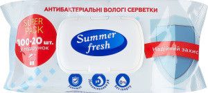 Влажные салфетки Summer Fresh антибактериальная, 120 шт