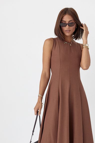 Сукня довжини міді без рукавів - коричневий цвет, S (є розміри) | Зображення 2