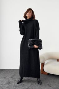 Вязаное платье oversize с высокой горловиной - черный цвет, M (есть размеры)