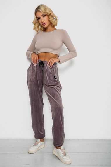 Спортивные штаны велюровые женские на флисе  -уценка, цвет мокко, 238R58649-1-U-15 | Зображення 1