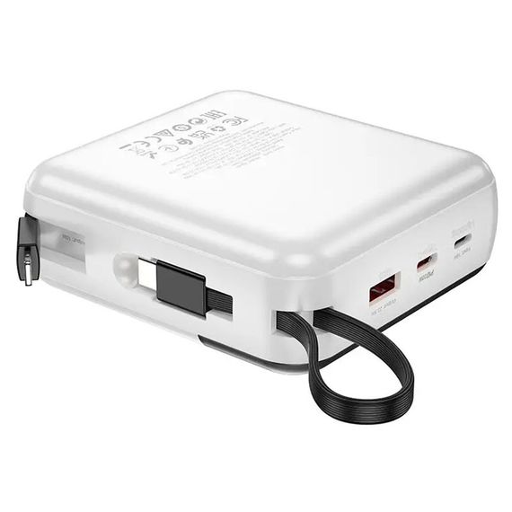 Портативний ЗП Power Bank BOROFONE BJ64A Distinct 22.5W+PD20W with cable 20000 mAh White | Зображення 2