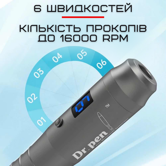 Бездротовий Дермапен Dr. Pen 6 Режимів Дермаштамп Для Фракційної Мезотерапії Електричний Мезоролер На Акумуляторі M8 Сірий | Зображення 3