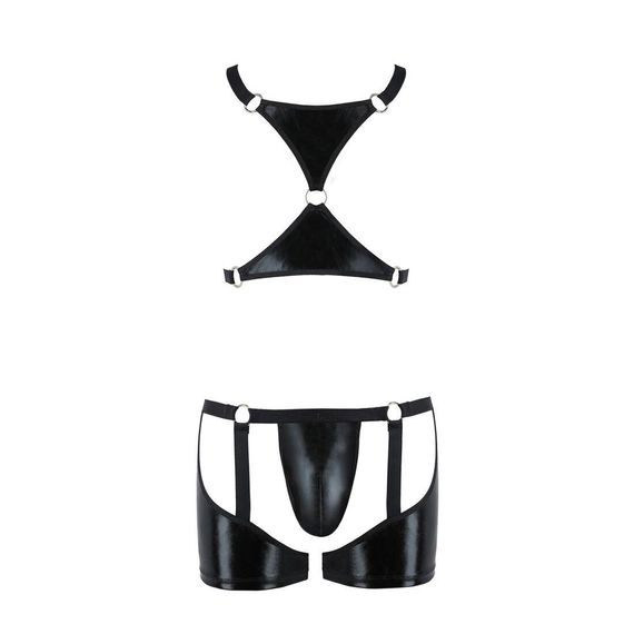 Комплект еротичної чоловічої білизни Passion Set John XXL/XXXL, чорний, труси, портупея | Зображення 4