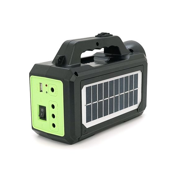 Переносний ліхтар GD-8077+ Solar, 1+1 режим, вбудований акум, 3 лампочки 3W, USB вихід, Black, Box | Зображення 3