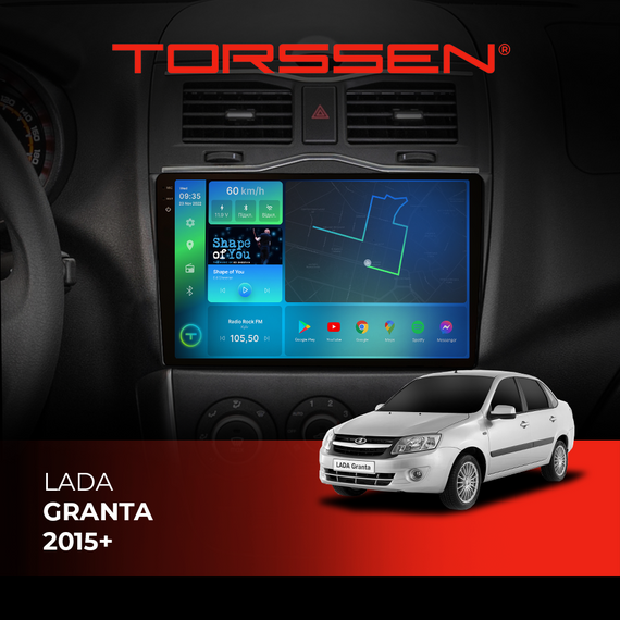 Штатна магнітола Torssen 2K Lada Granta 15+ F9432 4G Carplay DSP