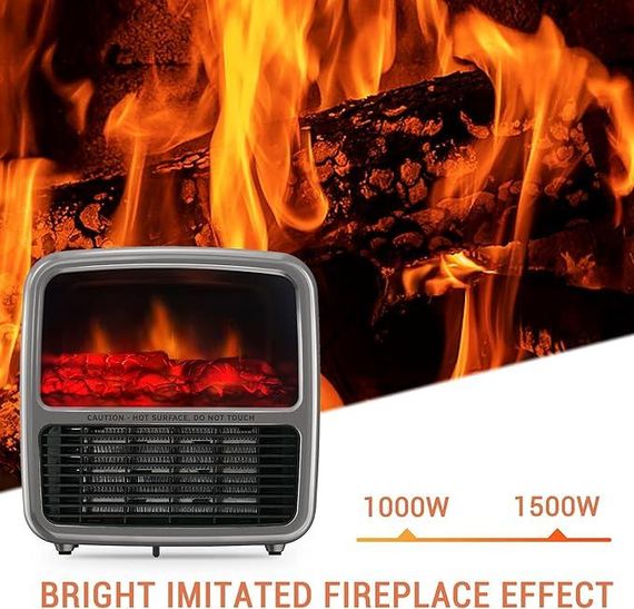 Обогреватель вентилятор керамический портативный, тепловентилятор в виде камина | Зображення 1