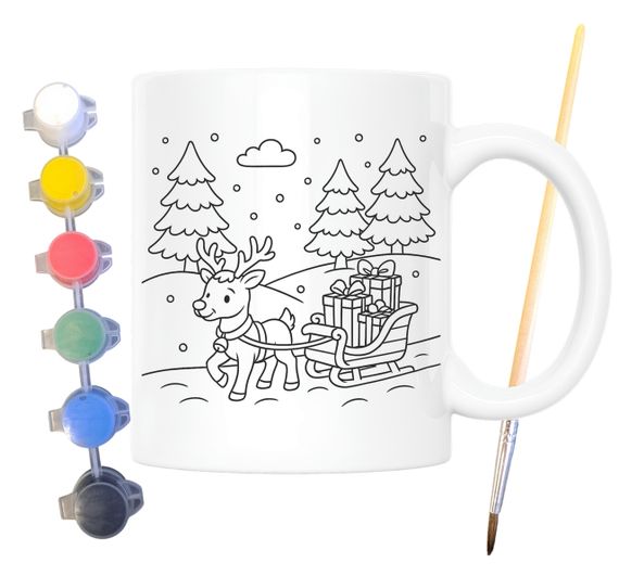 Набор для творчества кружка раскраска Новогодняя 330 мл белая (КР0143)