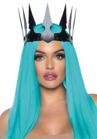 Корона злой королевы Leg Avenue Faux leather spiked crown Black, искусственная кожа, заклепки Sex Aura