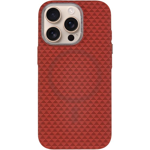 Чохол TPU+PC KVZV Triangular Pattern with Magnetic Fit для Apple iPhone 15 Pro (6.3") Red | Зображення 1