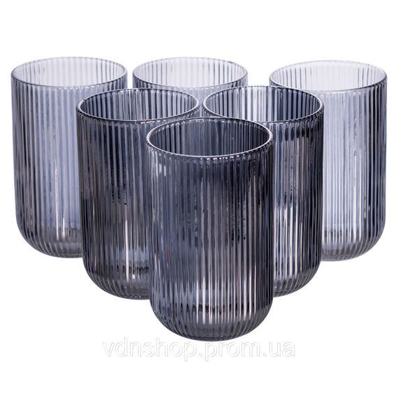 Набір склянок 6 шт скляні склянки 400 (мл) для соку, лимонаду, коктейлів склянки для напоїв Сірий HP7113G