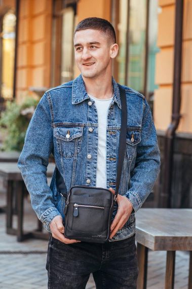 Сумка-барсетка чоловіча шкіряна через плече Tiding Bag SK N5186 чорна | Зображення 1