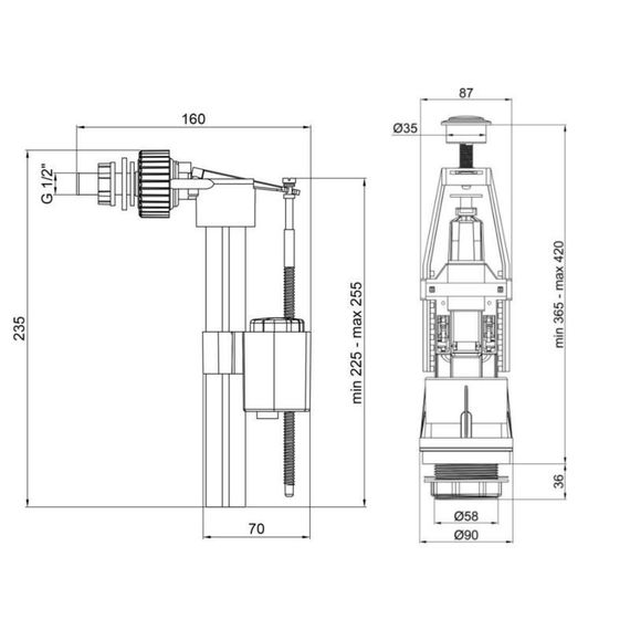 Комплект арматура з клапаном бічного подавання 1/2 Lidz | Зображення 1
