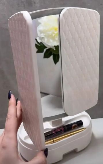 Косметичне потрійне дзеркало з підсвічуванням від USB, Дзеркало для макіяжу сенсорне з підставкою TPSP | Зображення 4