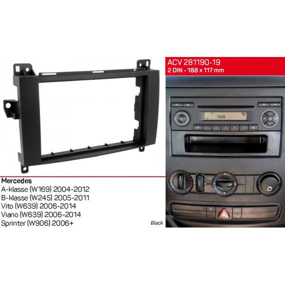 Переходная рамка Mercedes Vito, Viano, Sprinter, W639, W169, W245 ACV 281190-19 | Зображення 1