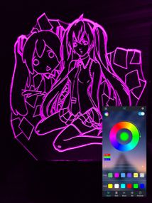 Акриловый светильник-ночник управление с телефона Хацунэ Мику tty-n000904