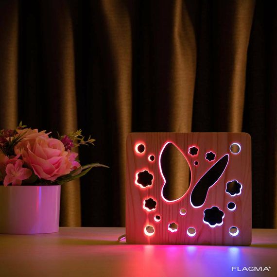 Светильник ночник ArtEco Light из дерева LED "Бабочка" с пультом и регулировкой цвета... | Зображення 9