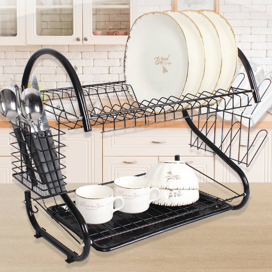 Сушарка для посуду двоярусна довга MR-1025-38-BLACK Basic Maestro | Зображення 2